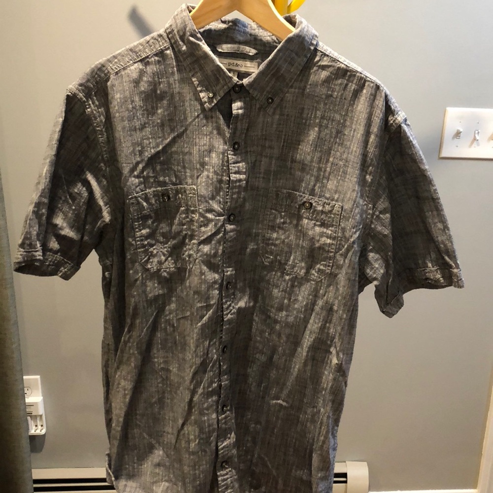 Men’s cotton linen like button down shirt